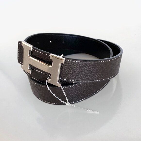 Hermès Reversible Leather Belt with 18K Plated H Buckle Black/Brown Size 95/38 - Picture 7 of 12